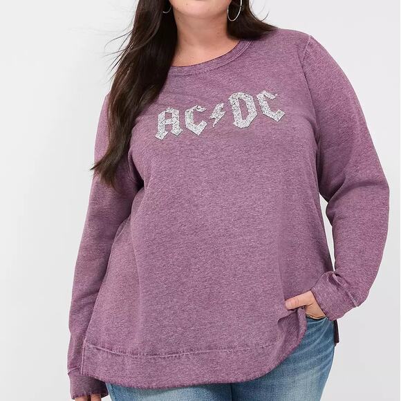 Lane Bryant 26/28 4X Purple AC/DC Embellished Pullover Cozy Fleece Sweatshirt - Picture 2 of 3